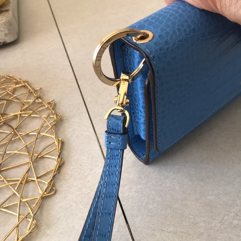 Henri Bendel Blue Croc-Embossed Clutch - Picture 5 of 10